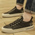 Men's black pattern print & check casual shoe sneaker 04