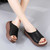 Women's black shape hollow out slip on rocker bottom mule sandal 03