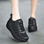 Women's black flame pattern accents rocker bottom shoe sneaker 05