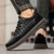Men's black check pattern cushioned casual shoe sneaker 04