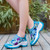 Women's blue floral hollow slip on double rocker bottom sneaker 02