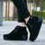 Women's black suede winter rocker bottom shoe boot sewn accents 05