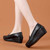 Women's black simple plain casual slip on shoe wedge 05