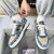 Men's blue mixed pattern & label print casual shoe sneaker 05