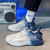 Men's white blue flyknit stripe check texture shoe sneaker 02