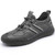 Men's grey stripe & sewn accents shoe sneaker 01