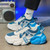 Men's white blue pattern tag accents shoe sneaker 03