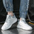 Men's white grey label print stripe casual shoe sneaker 02