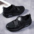Women's black velcro strap low cut slip on rocker bottom sneaker 08
