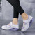 Women's white purple velcro strap low cut slip on rocker bottom sneaker 03