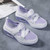 Women's white purple velcro strap low cut slip on rocker bottom sneaker 08