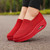 Women's red flyknit texture stripe slip on rocker bottom sneaker 04