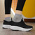 Women's black flyknit pattern texture slip on rocker bottom sneaker 06