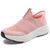 Women's pink flyknit pattern texture slip on rocker bottom sneaker 01