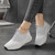 Women's white flyknit pattern texture slip on rocker bottom sneaker 05