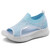 Women's blue hollow out flyknit slip on shoe sandal 01