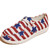 Women's white casual flag pattern canvas lace up shoe 01