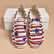 Women's white casual flag pattern canvas lace up shoe 06