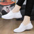 Women's white flyknit casual texture pattern slip on shoe sneaker 06