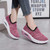 Women's pink flyknit texture stripe slip on rocker bottom sneaker 03