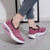 Women's pink flyknit texture stripe slip on rocker bottom sneaker 05