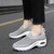 Women's grey hollow out slip on double rocker bottom sneaker 08