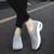 Women's grey hollow out slip on double rocker bottom sneaker 11