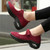Women's red velcro low cut slip on double rocker bottom sneaker 03