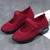 Women's red velcro low cut slip on double rocker bottom sneaker 07