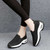 Women's black casual flyknit slip on double rocker bottom sneaker 04