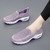 Women's pink casual flyknit slip on double rocker bottom sneaker 04