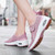 Women's pink stripe velcro slip on lite double rocker bottom sneaker 03