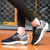 Women's black grey flyknit stripe texture rocker bottom shoe sneaker 06