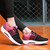 Women's black rose red flyknit stripe texture rocker bottom shoe sneaker 02