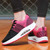 Women's black rose red flyknit stripe texture rocker bottom shoe sneaker 06