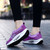 Women's purple floral pattern stripe slip on rocker bottom sneaker 03