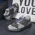 Men's dark grey multi layered accents label print shoe sneaker 03
