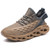 Men's khaki flyknit pattern & stripe texture sport shoe sneaker 01