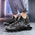 Men's black pattern print sock like blade sport shoe sneaker 06