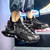 Men's black pattern print sock like blade sport shoe sneaker 07