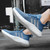Men's blue triple stripe hollow accents sport shoe sneaker 06