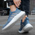 Men's blue triple stripe hollow accents sport shoe sneaker 04