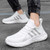 Men's white triple stripe hollow accents sport shoe sneaker 06