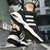 Men's black white triple stripe sport shoe sneaker 02