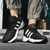 Men's black white triple stripe sport shoe sneaker 09