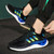 Men's black blue triple stripe logo pattern sport shoe sneaker 03