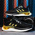 Men's black yellow triple stripe logo pattern sport shoe sneaker 09