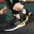 Men's black yellow triple stripe logo pattern sport shoe sneaker 07