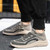 Men's khaki flyknit texture pattern sock like sport shoe sneaker 05