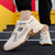 Men's beige logo pattern stripe sport shoe sneaker 04